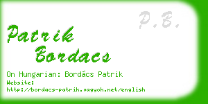 patrik bordacs business card